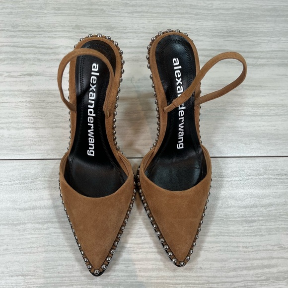 Alexander Wang Rina Calf Brown Suede Heels - Picture 8 of 12